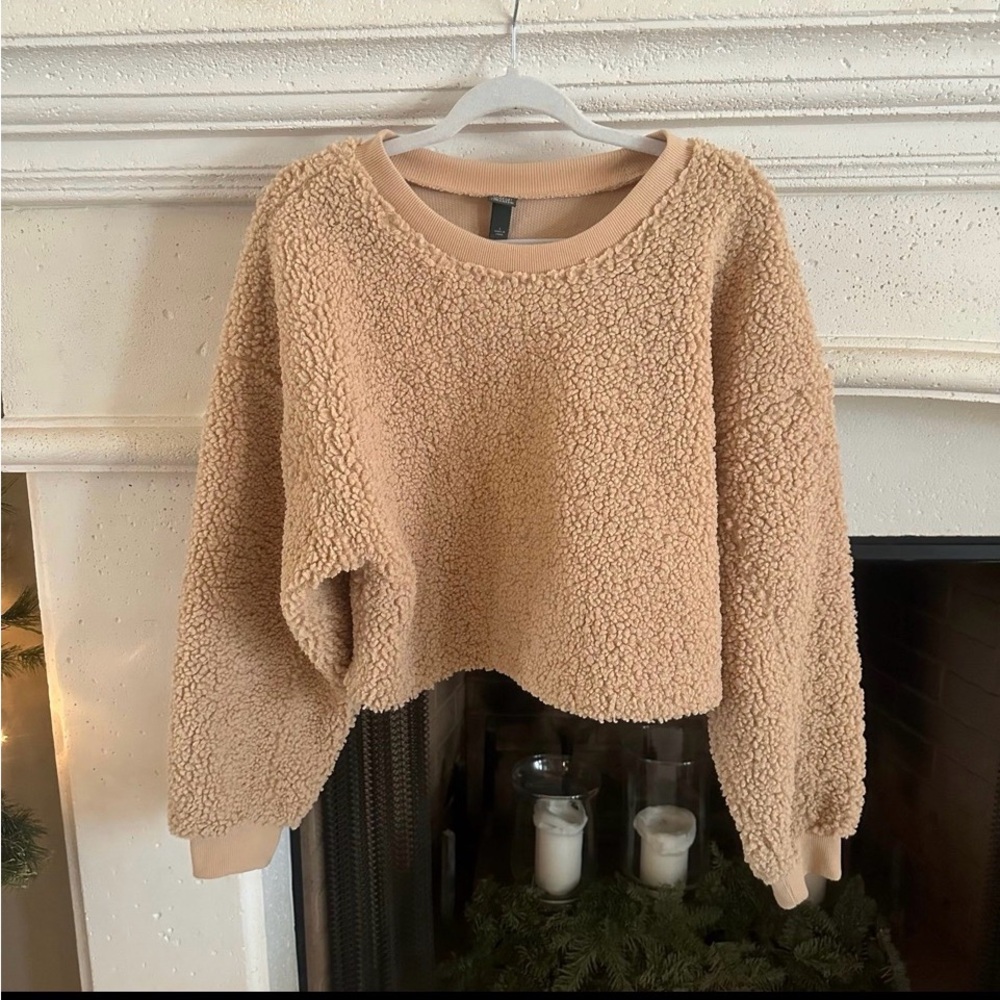 Wild Fable Tan Sherpa Crew Neck Sweater